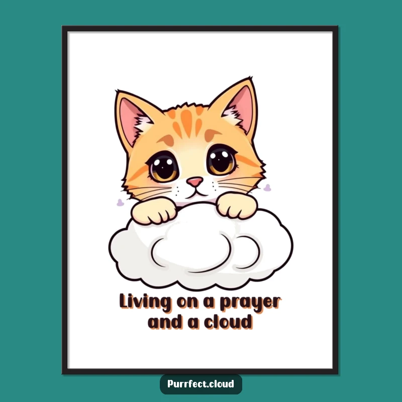 Free Printable Wall Art: Curious Cloud Cat, Funny Downloadable Digital Art for Home