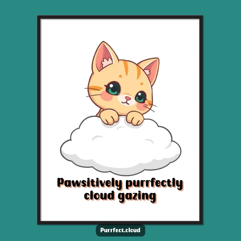 Funny Free Printable Wall Art: Curious Cat Cloud Peek - Downloadable Art!