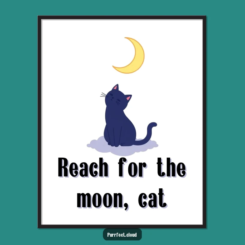 Free Printable Moon Cat Wall Art - Celestial Silhouette Decor Downloadable