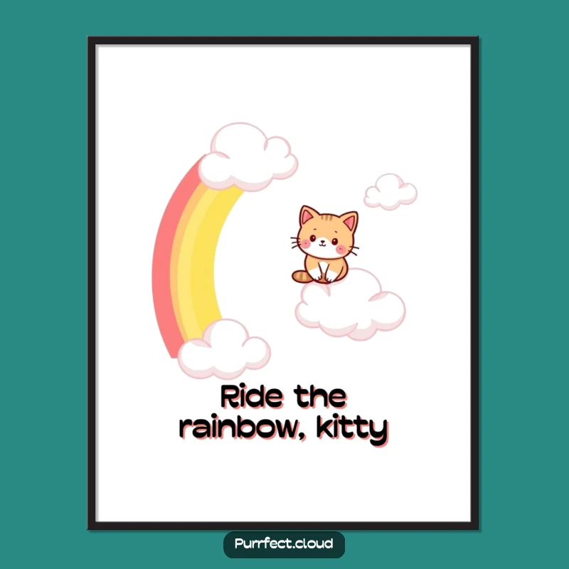 Free Printable Wall Art: Cat Rainbow Slide, Dreamy Downloadable Art