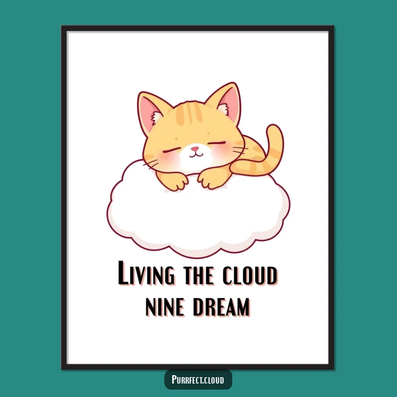 Zen Free Printable Wall Art: Napping Cat Cloudscape Downloadable Art