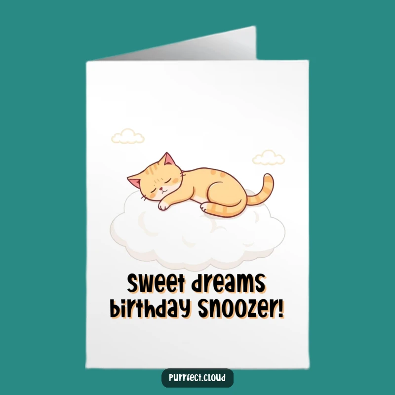 Free Printable Birthday Card: Peaceful Cat Cloud Nap - Cute Downloadable Funny Gift