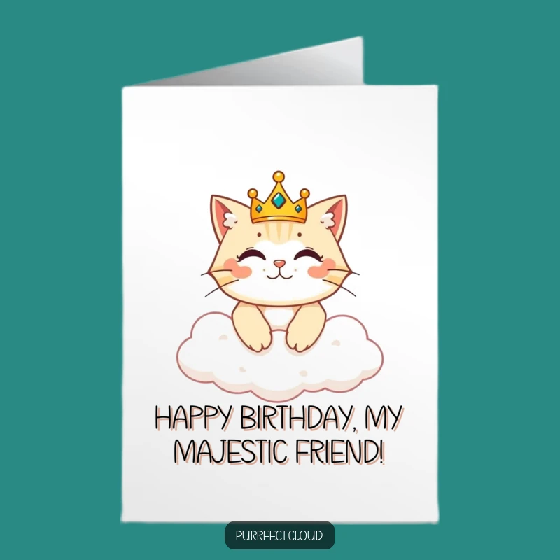 Free Printable Birthday Card: Regal Cat King - Funny Downloadable Gift