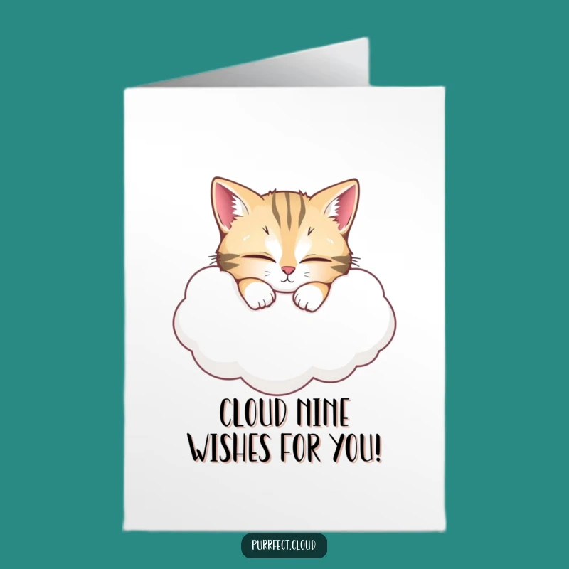 Free Printable Birthday Card: Sleeping Cat on Cloud Funny Downloadable Gift
