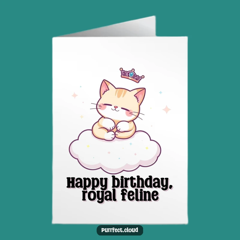 Free Printable Royal Cat Birthday Card - Sparkly Downloadable Gift