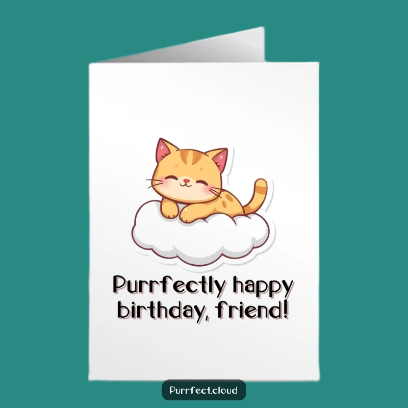Free Printable Birthday Card: Ginger Cat Cloud Nap Downloadable Gift