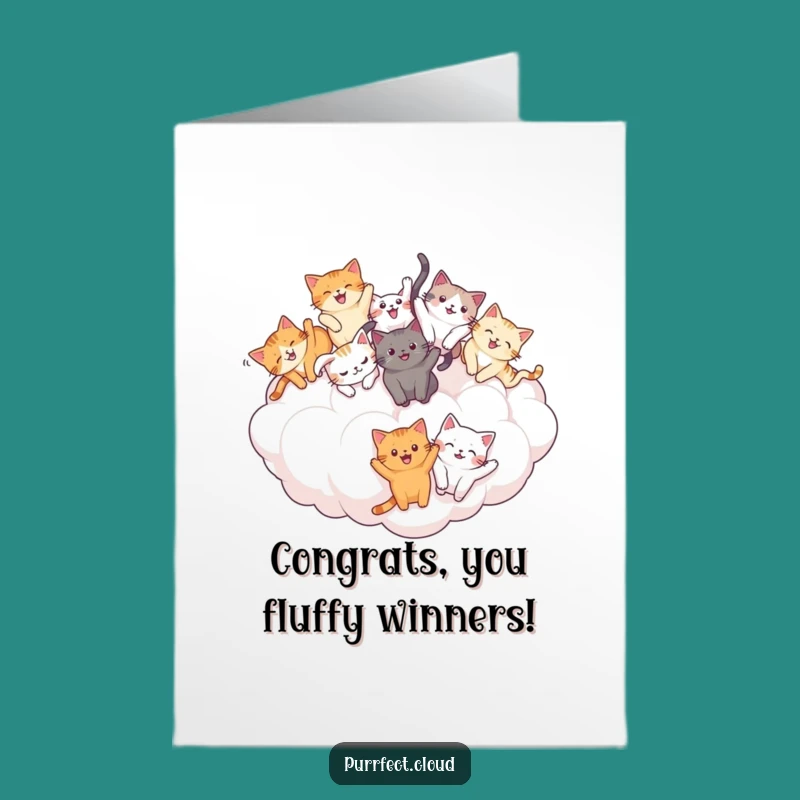 Free Printable Congrats Card: Cats Tumble Cloud Humorous Downloadable Gift