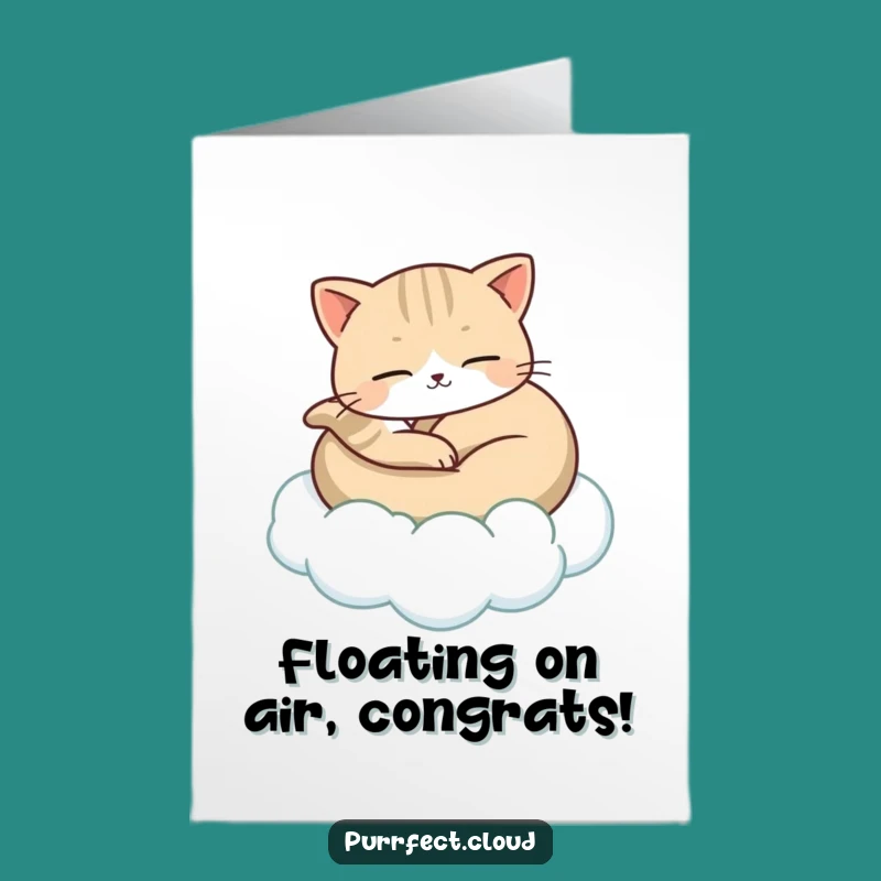 Free Printable Cat Congrats Card: Cloud Carrier Kitty Downloadable Gift