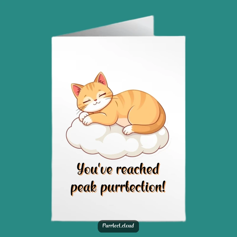 Free Printable Congrats Card: Calm Cat Cloud Moment, Humorous Downloadable Gift
