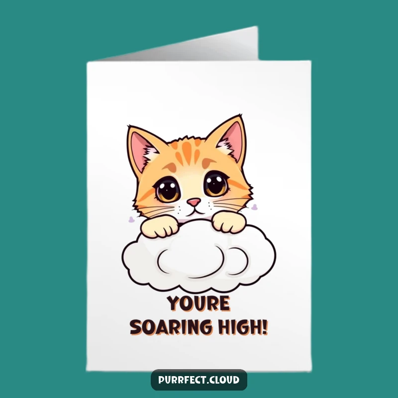 Free Printable Congrats Card: Curious Cloud Cat, DIY Downloadable for Any Achievement