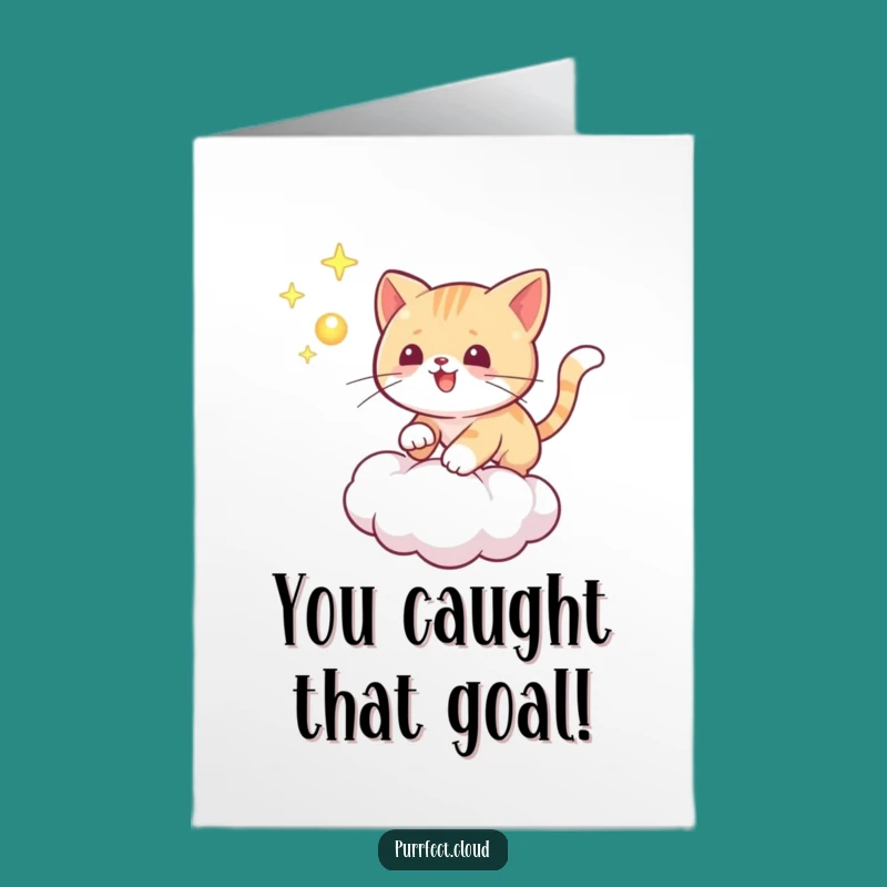 Free Printable Congrats Card: Playful Cat Orb Chase Downloadable Gift