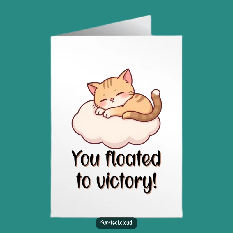 Free Printable Congrats Card: Relaxed Cloud Cat, Dreamy Downloadable Gift for Achievements