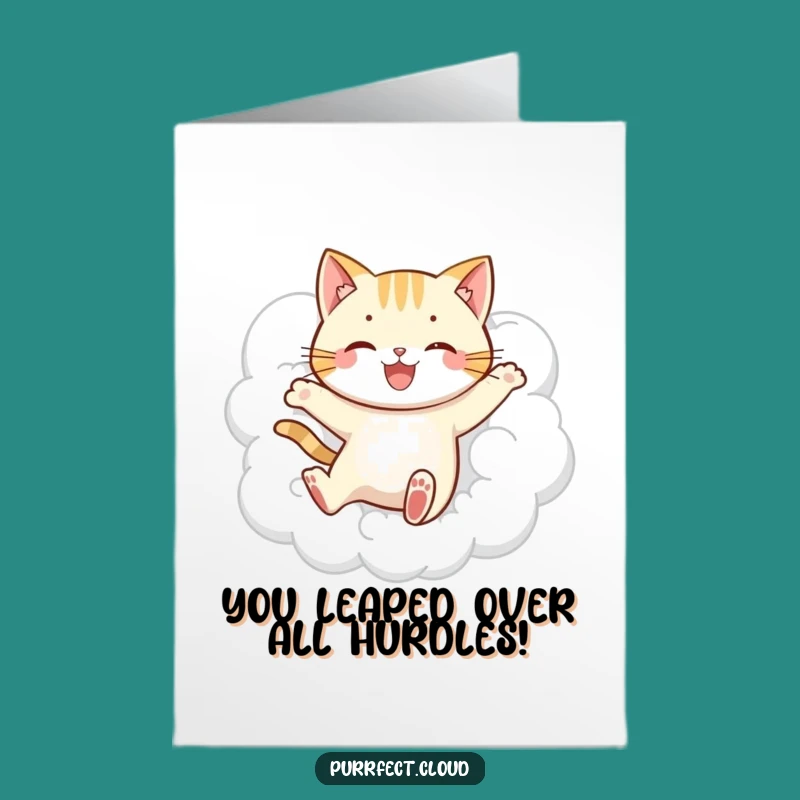 Free Printable Leaping Cat Congratulations Card - Funny Downloadable Achievement Gift!