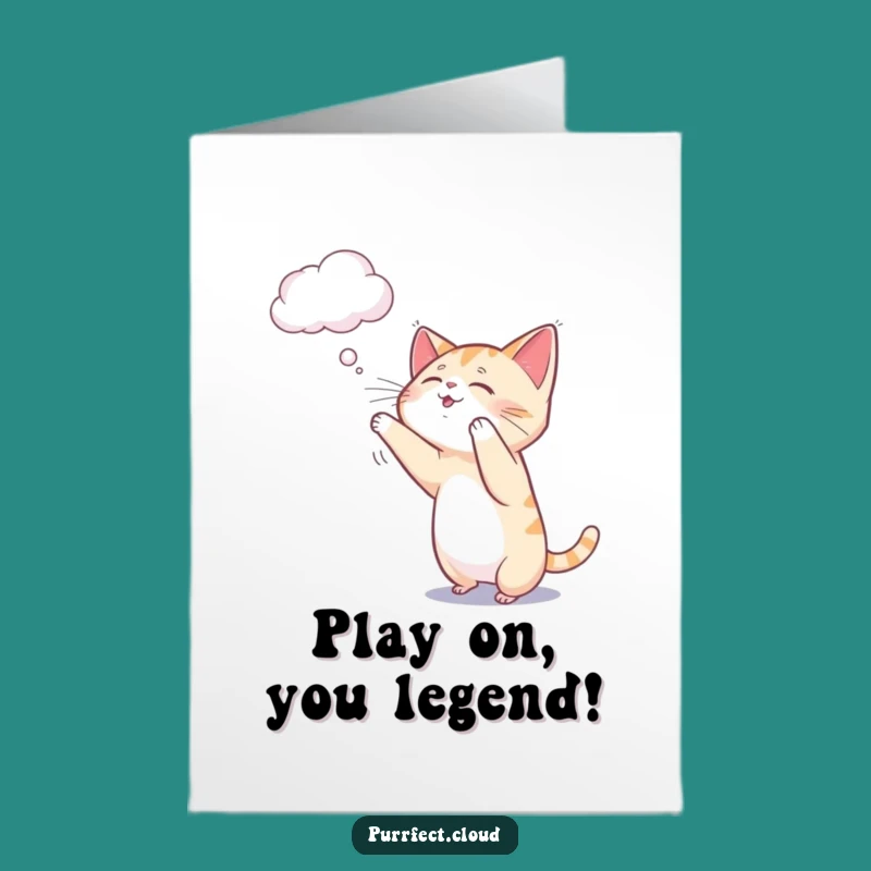 Free Printable Congrats Card: Playful Cat Cloud, Cheerful Funny Downloadable Gift