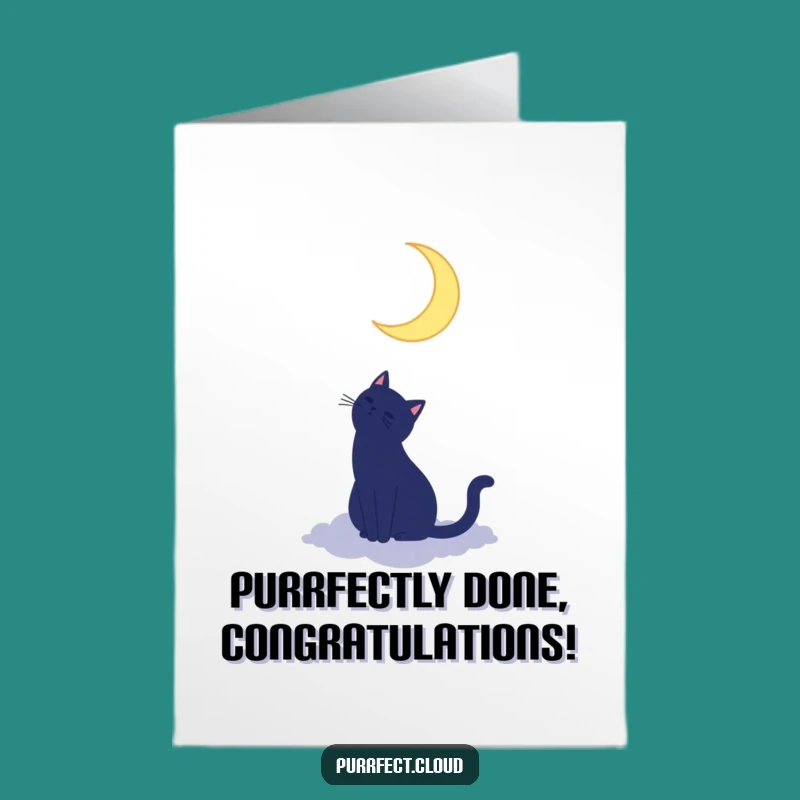 Free Printable Moon Cat Congrats Card - Dreamy Downloadable Greeting