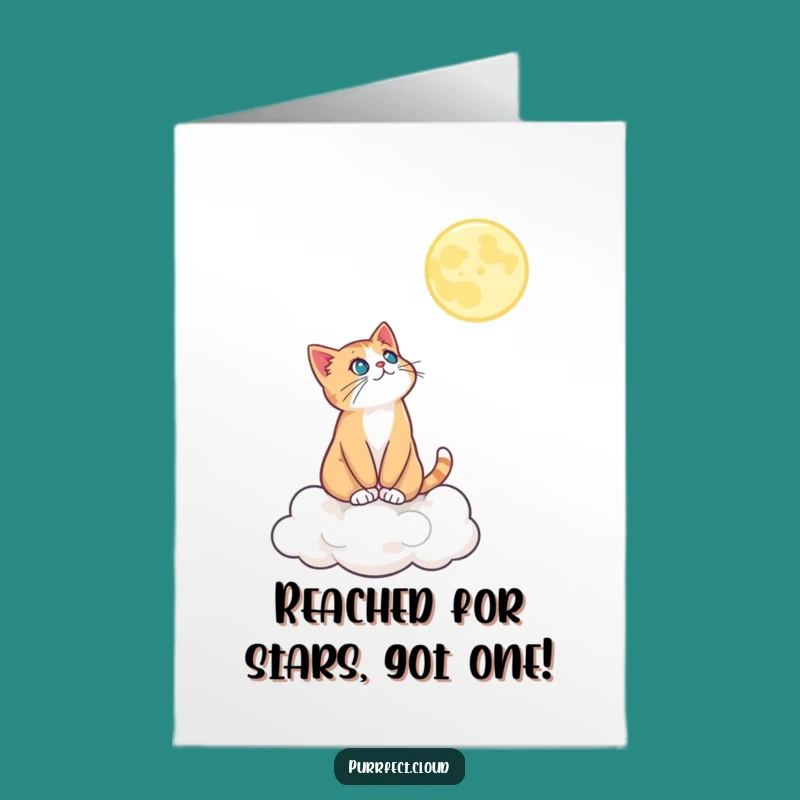 Free Printable Cat Card: Lunar Aspirations - Funny Downloadable Gift for Achievers