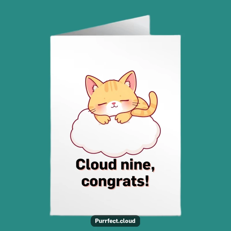 Serene Free Printable Congrats Card: Cloud Cat Relaxation Downloadable