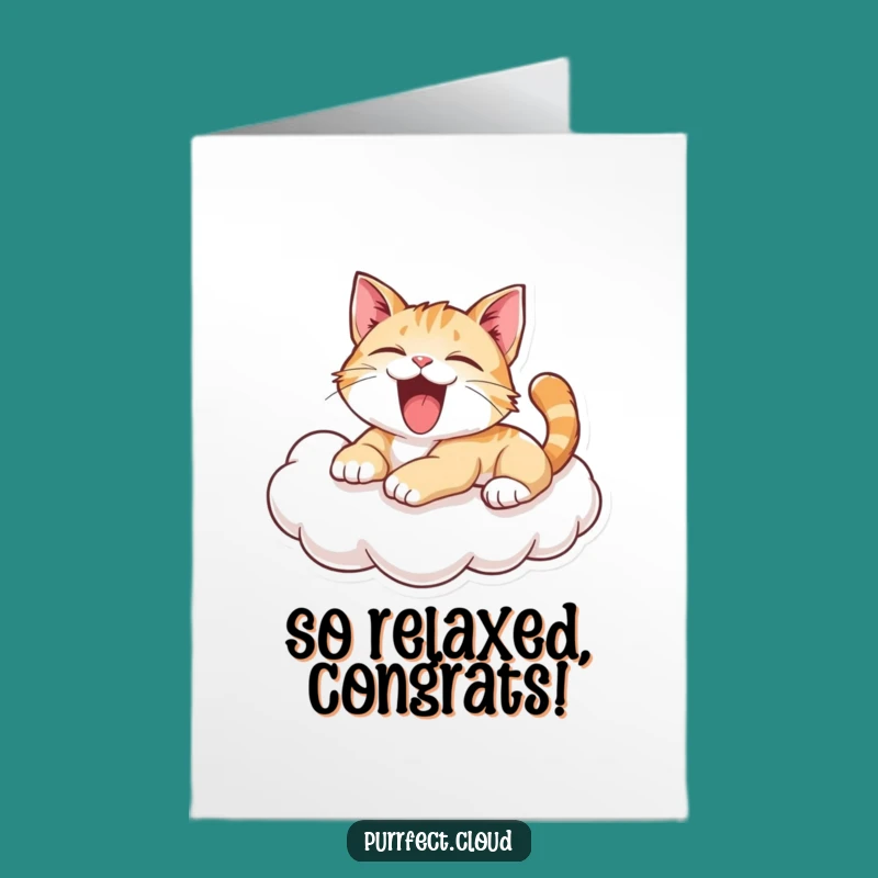 Free Printable Congrats Card: Yawning Cat Cloud Humorous Downloadable Gift