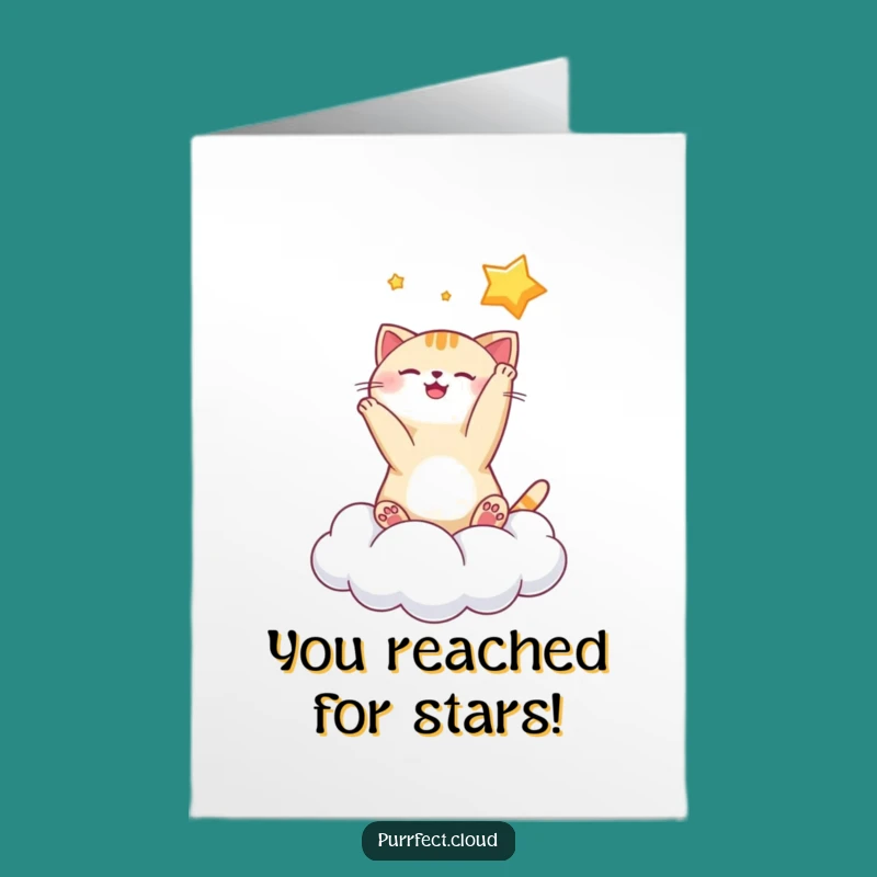 Celestial Free Printable Congrats Card: Star Cat Achievement Downloadable