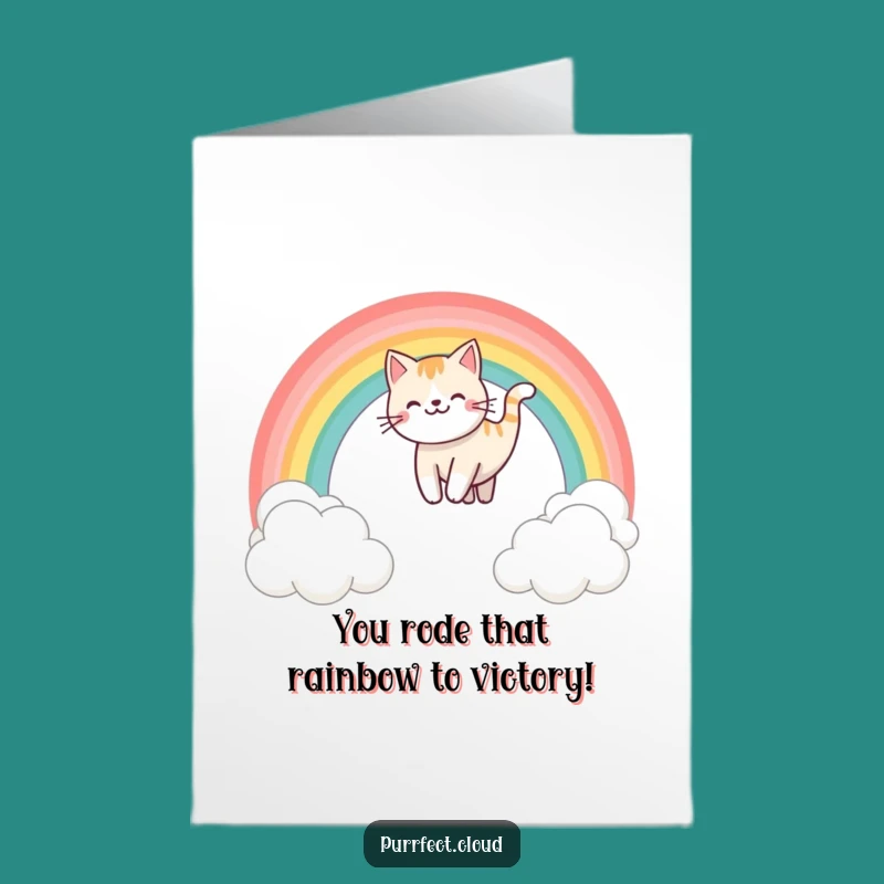 Free Printable Rainbow Cat Congratulations Card - Funny Downloadable Celebration Gift!