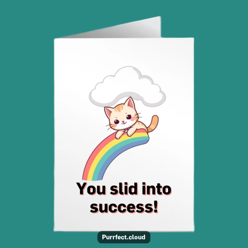 Free Printable Congrats Card: Rainbow Cat Slide - Funny Downloadable Gift