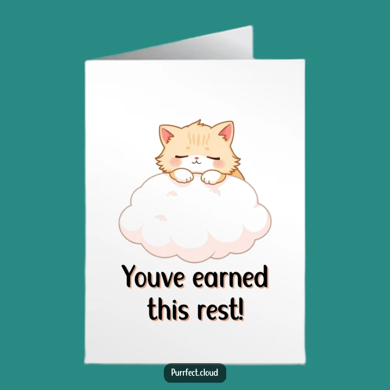 Free Printable Congrats Card: Fluffy Cat Cloud, Sweet Downloadable Gift