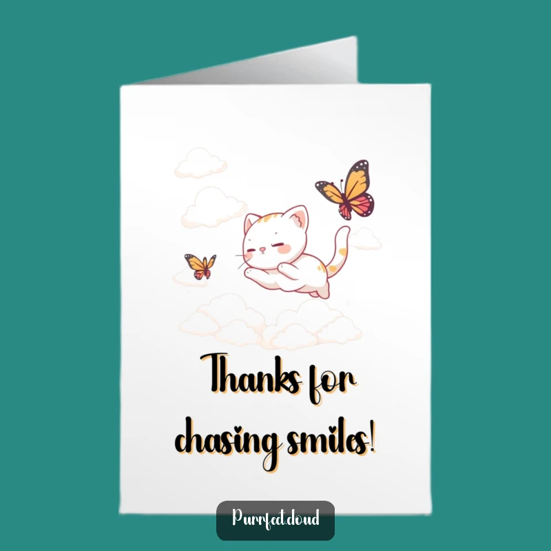 Free Printable Cat Butterfly Thank You Card - Whimsical Gratitude