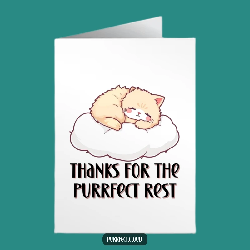 Free Printable Napping Cat Thank You Card: Peaceful Cloud Dreamy Downloadable Appreciation