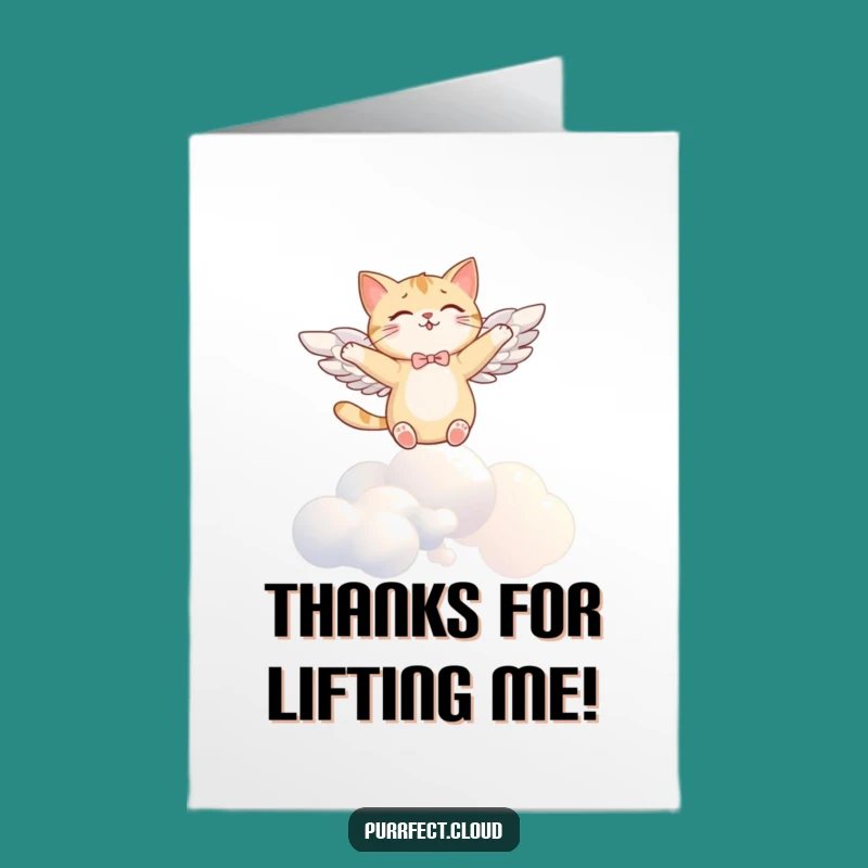Free Printable Thank You Card: Angel Cat Gratitude Funny Downloadable Gift