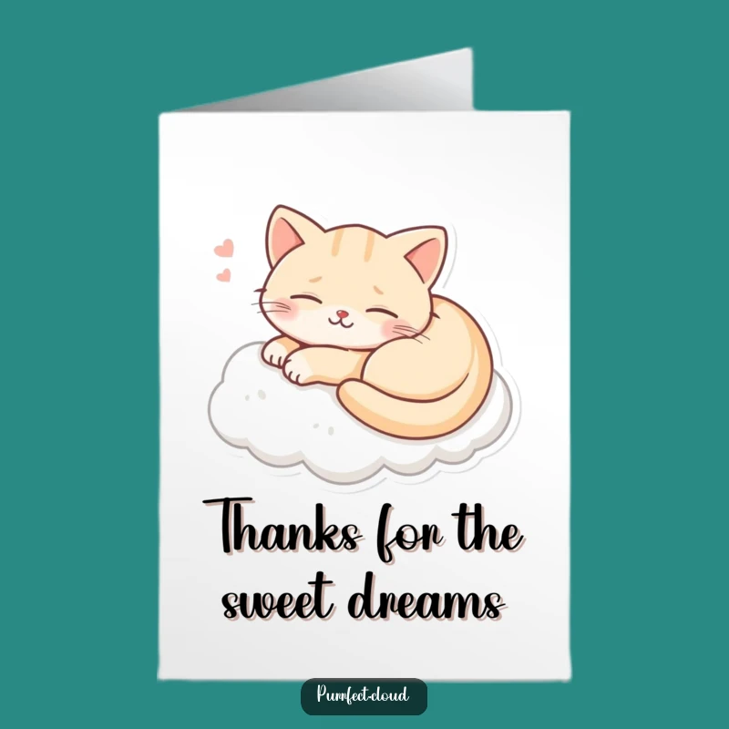Free Printable Thank You Card: Happy Cat Dreamer, Cloud Comfort, Downloadable Gift