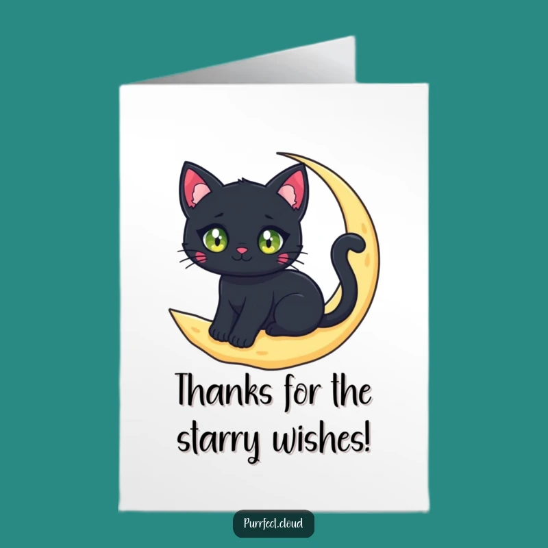 Free Printable Thank You Card: Moon Cat Lunar Thanks Downloadable