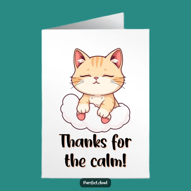 Free Printable Thank You Card: Peaceful Cat Thanks Funny Downloadable Gift
