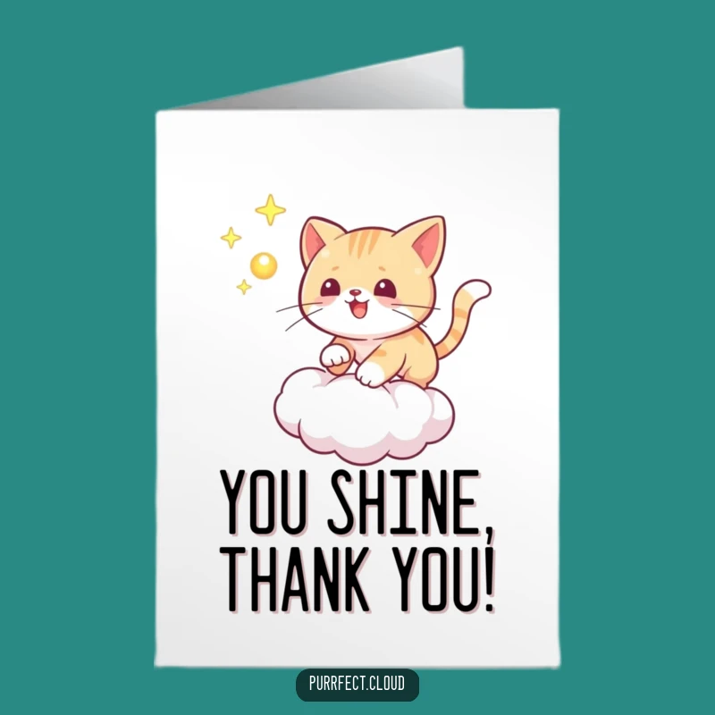 Free Printable Thank You Card: Playful Cat Orb Chase Downloadable Gift