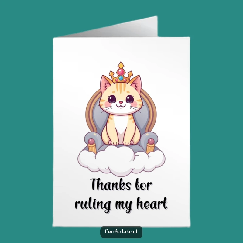 Free Printable Thank You Card: Regal Cat Cloud Throne, Funny Downloadable Gift