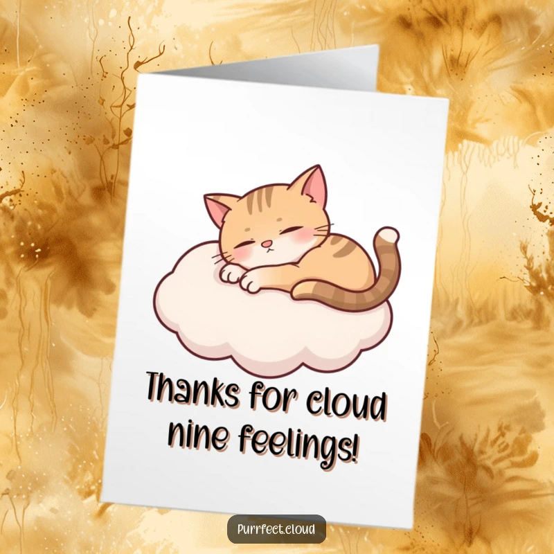 Funny Free Printable Thank You Card: A cat peacefully napping on a cloud, sending a quiet thank you.