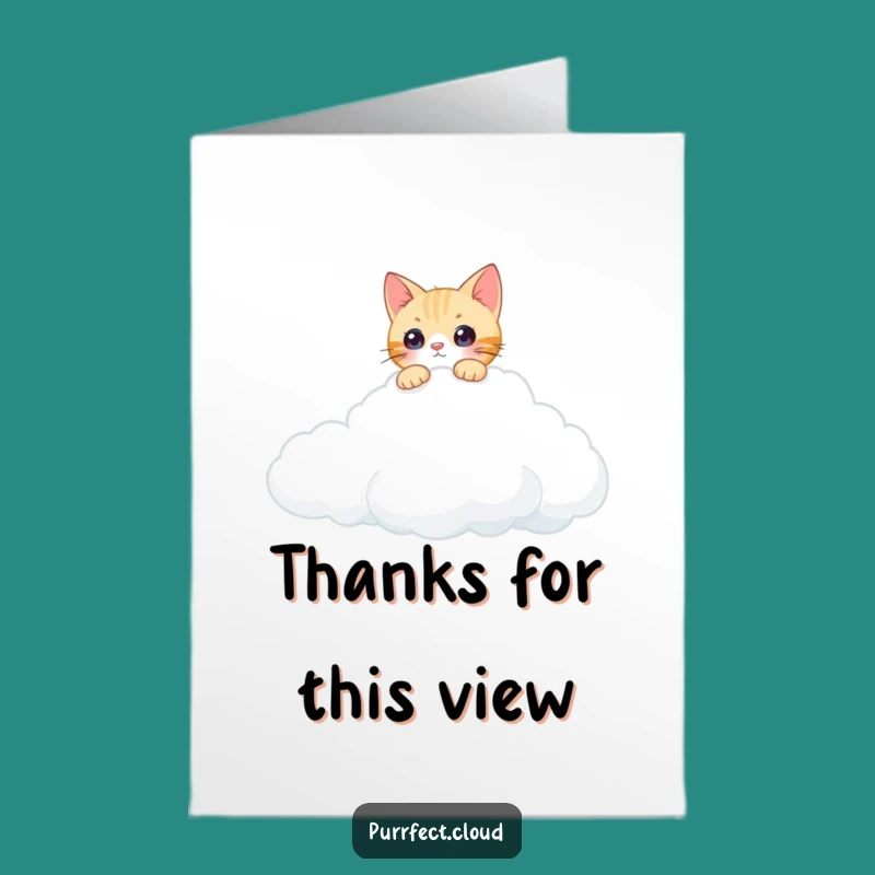 Inquisitive Free Printable Thank You Card: Cloud Cat Peek Downloadable