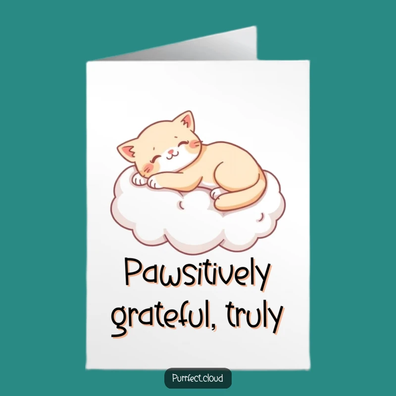 Free Printable Thank You Card: Lazy Cat Cloud - Funny Downloadable Gift Greeting