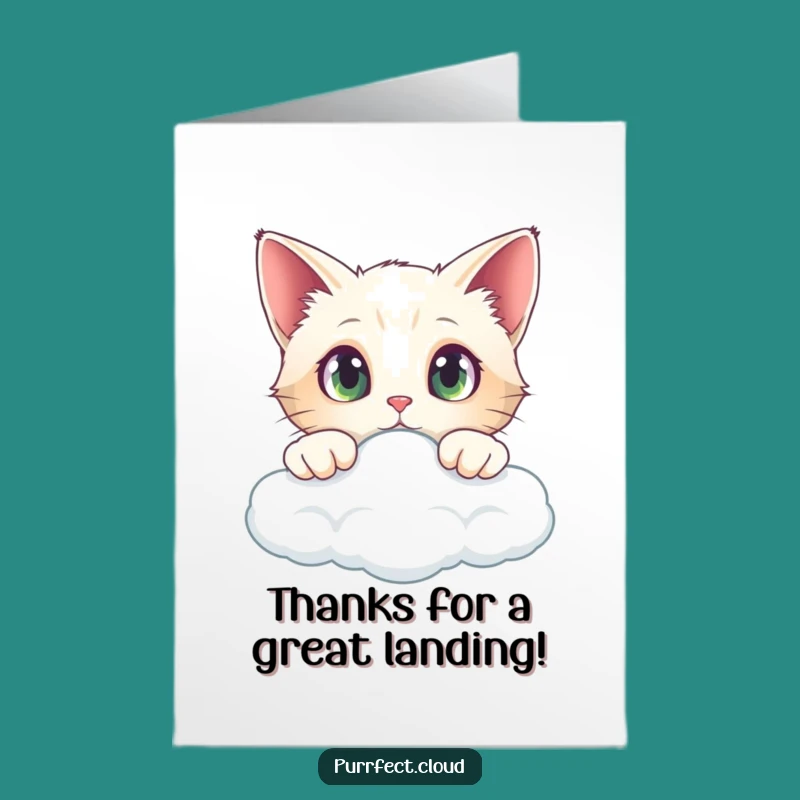 Free Printable Thank You Card: Curious Peeking Cat, Downloadable Gift of Thanks