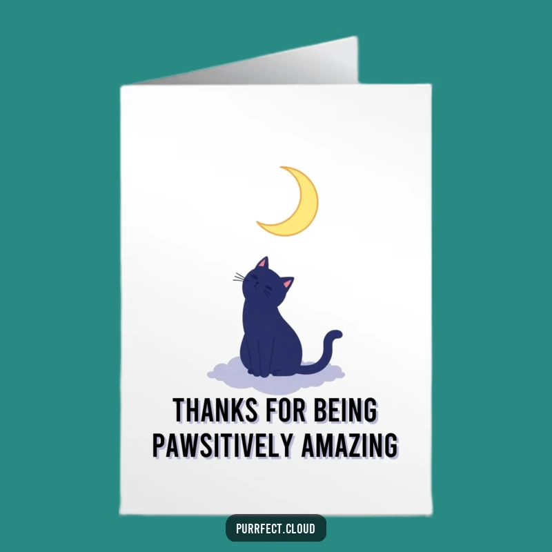 Free Printable Moon Cat Thank You Card - Whimsical Downloadable