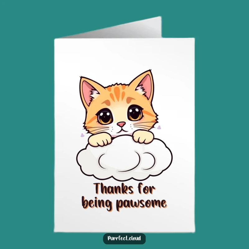 Free Printable Thank You Card: Curious Cloud Cat, DIY Downloadable to Show Gratitude
