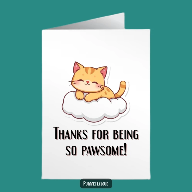 Free Printable Thank You Card: Ginger Cat Cloud Calm Downloadable
