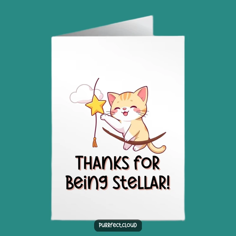 Whimsical Free Printable Thank You Card: Star-Chasing Cat - DIY Downloadable