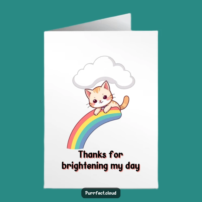 Free Printable Thank You Card: Rainbow Cat Slide - Funny Downloadable Gift