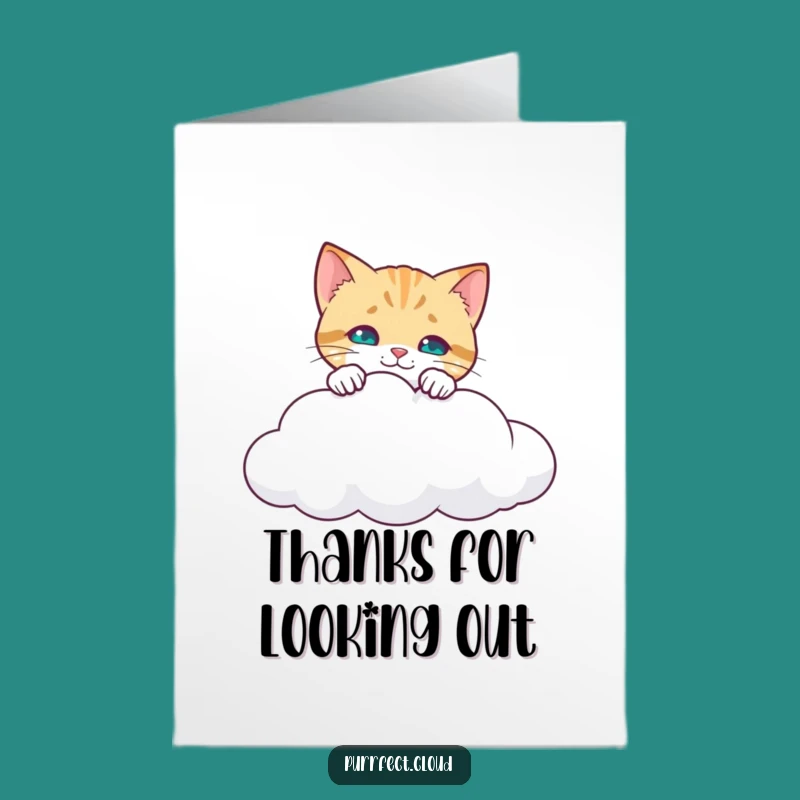 Free Printable Thank You Card: Curious Cat Cloud Funny Downloadable Gift