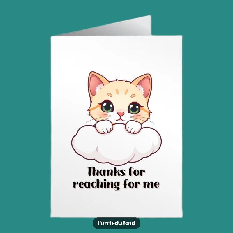 Free Printable Thank You Card: Curious Cat Cloud Peek Funny Gratitude Gift