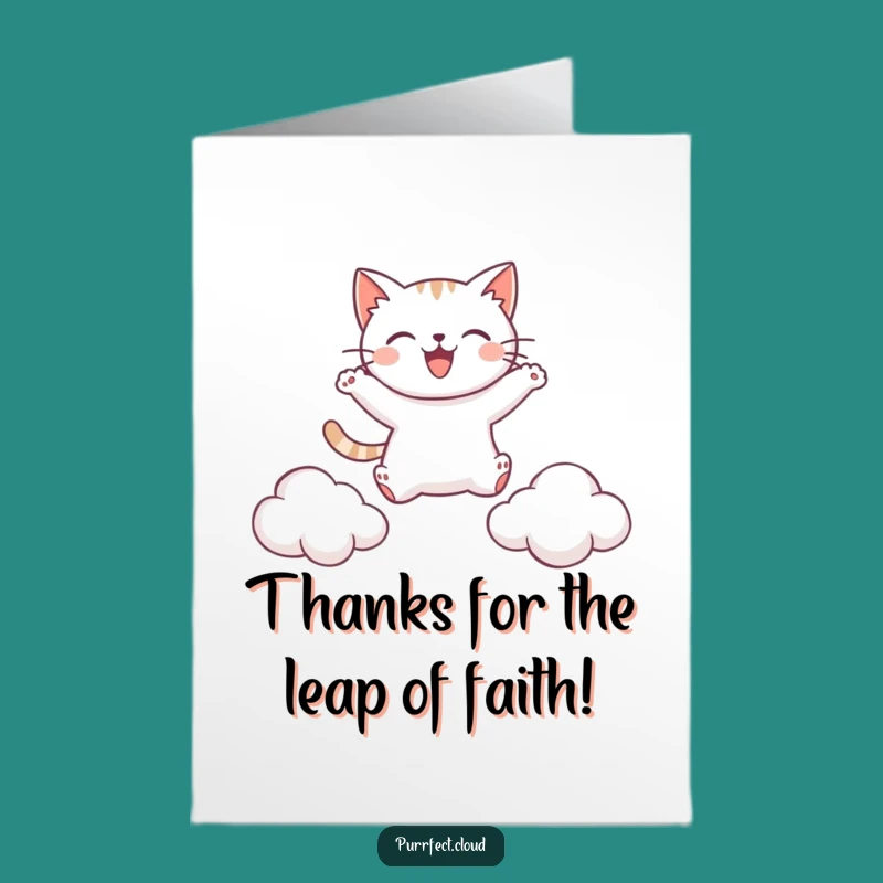 Free Printable Thanks Card: Leaping Cat Gratitude, Boundless Thanks!