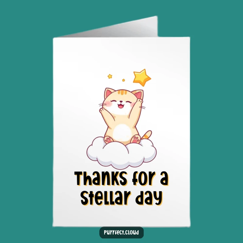 Whimsical Free Printable Thank You Card: Star Cat Playfulness Downloadable