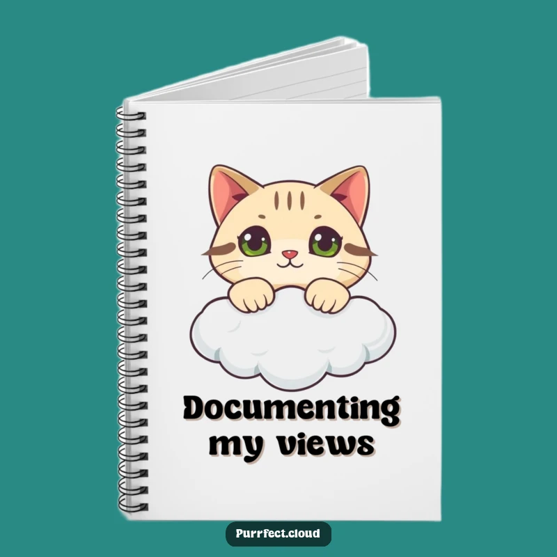 Funny Curious Cat Cloud Notebook: Jot Down Ideas with Feline Explorer, Ideal Funny Gift