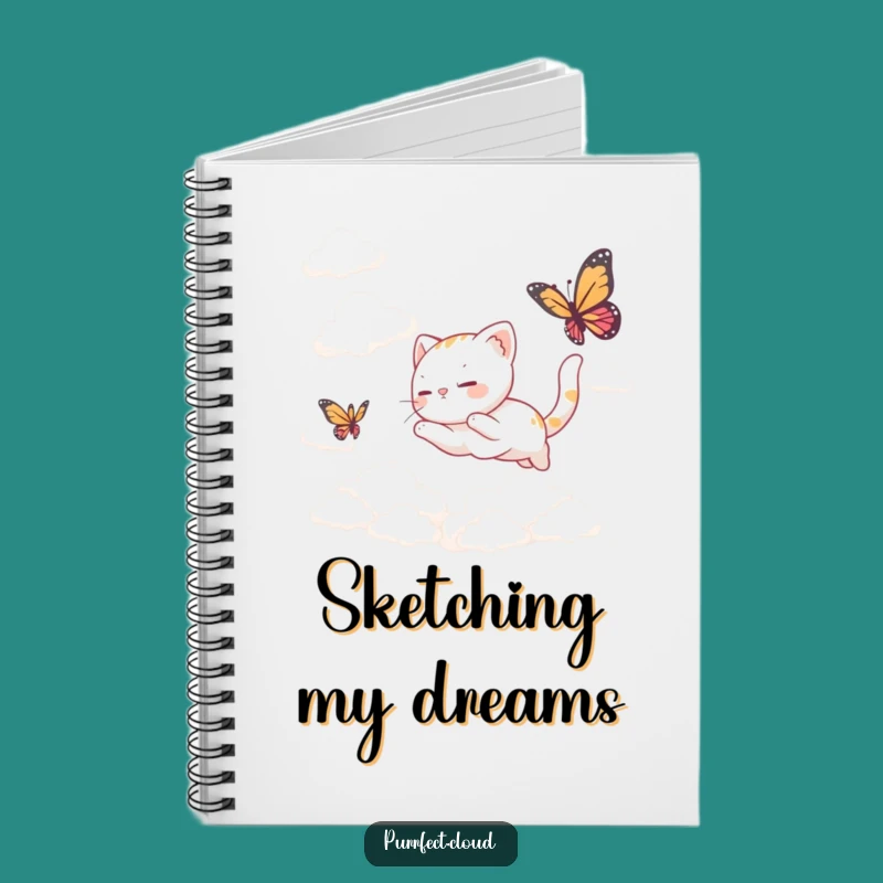 Funny Cat Butterfly Clouds Notebook: Jot Down Your Dreamy Thoughts