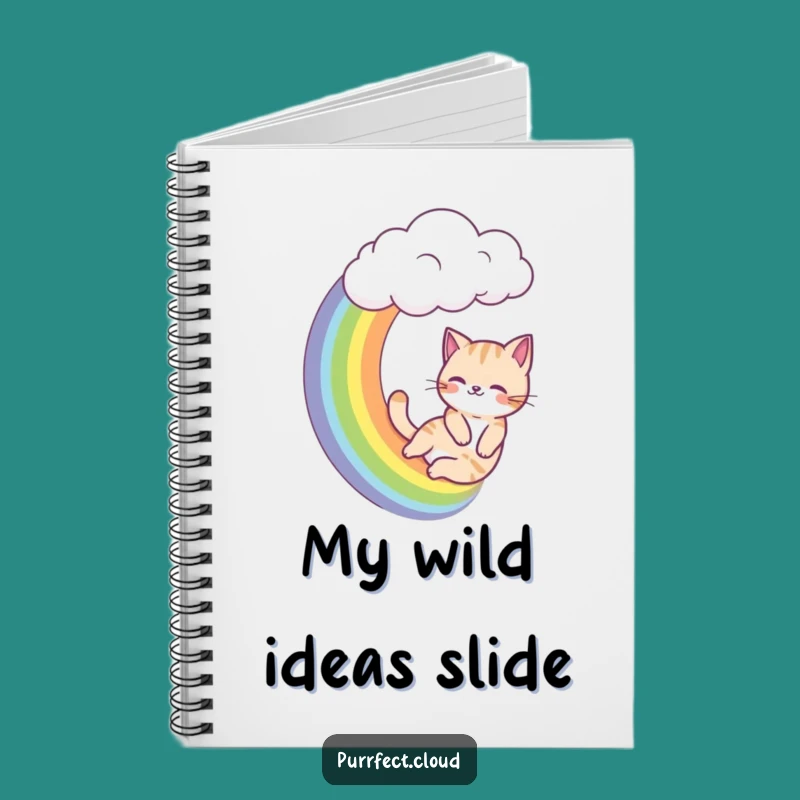 Funny Rainbow Sliding Cat Notebook - Journal Your Colorful Adventures